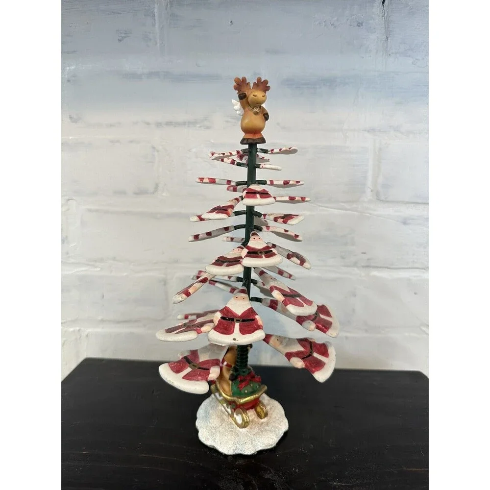 Vintage Shimmy Shake Santa Reindeer Sleigh Christmas Tree‎ Wiggle Wobble Springs